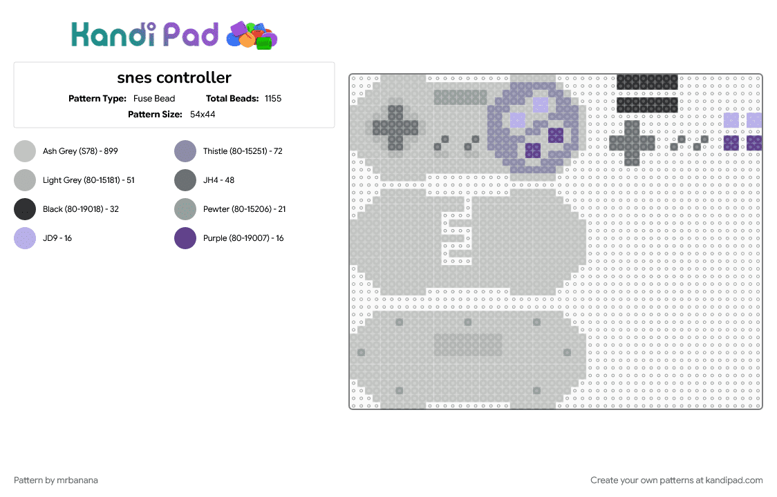 super nintendo ntsc snes controller - Fuse Bead Pattern by mrbanana on Kandi Pad - 3d, beige, mario, nintendo, retro, retro games, snes, supernintendo, video game