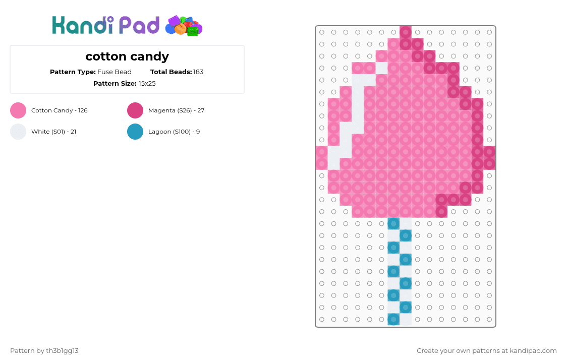 cotton candy - Fuse Bead Pattern by th3b1gg13 on Kandi Pad - pink