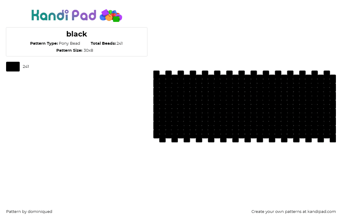 black - Pony Bead Pattern by dominiqued on Kandi Pad - solid,black,simple,cuff