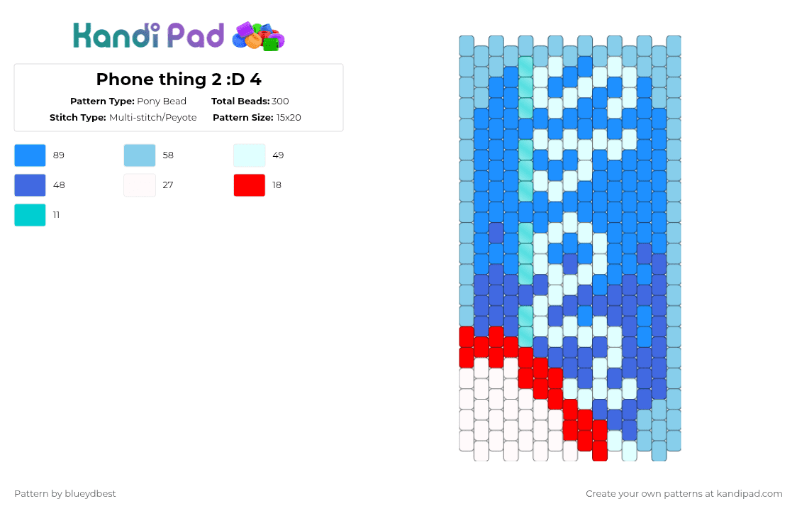 Phone thing 2 :D 4 - Pony Bead Pattern by blueydbest on Kandi Pad - light blue