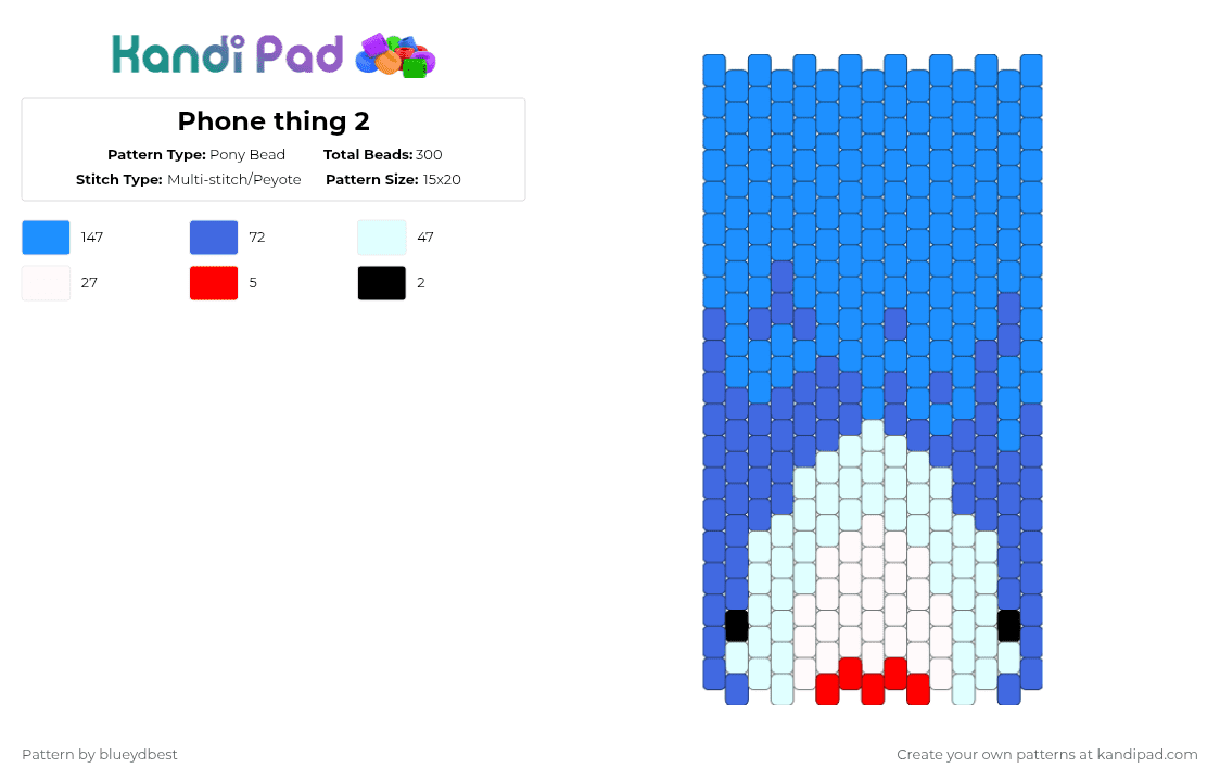 Phone thing 2 - Pony Bead Pattern by blueydbest on Kandi Pad - light blue,blue