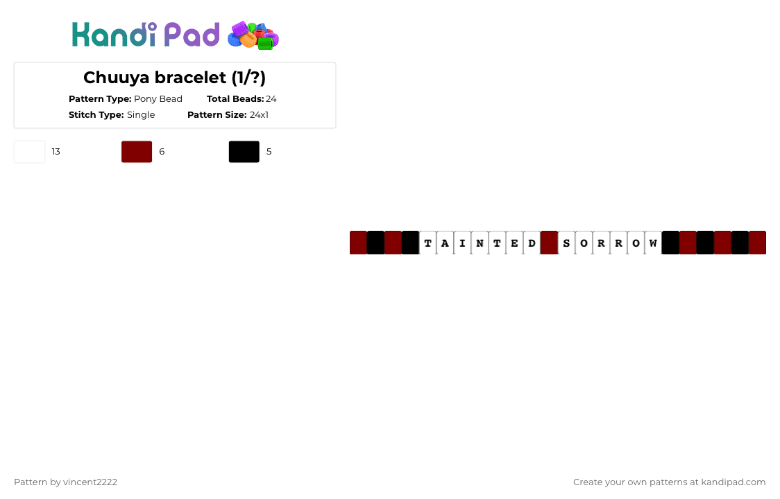 Chuuya bracelet (1/?) - Pony Bead Pattern by vincent2222 on Kandi Pad - white,brown,chuuya,chuuya nakahara,kandi,bracelet,tainted sorrow,bsd,bungo stray dogs