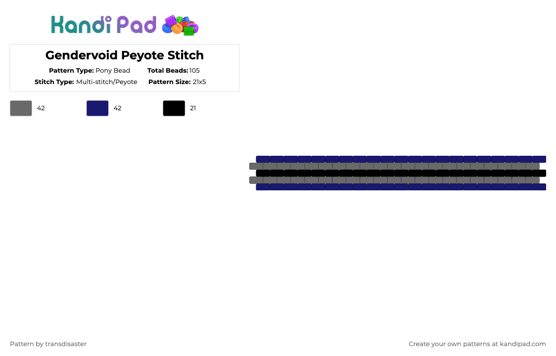 Gendervoid Peyote Stitch - Pony Bead Pattern by transdisaster on Kandi Pad - gray,purple,pride,gendervoid