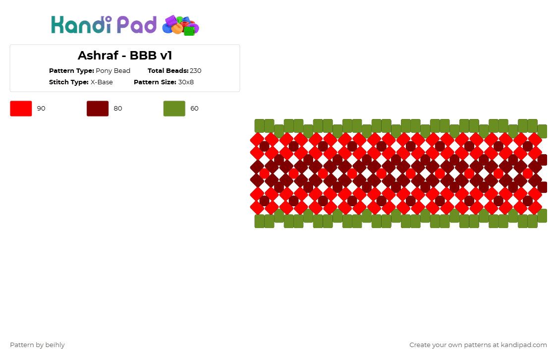Ashraf - BBB v1 - Pony Bead Pattern by beihly on Kandi Pad - red,brown