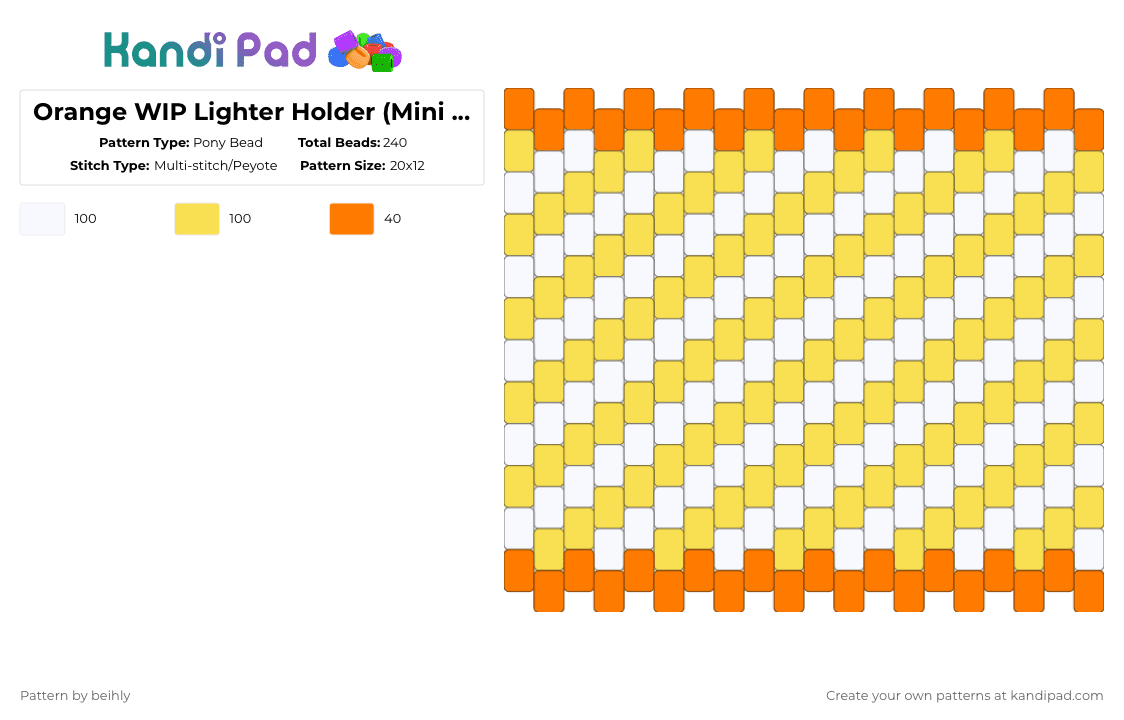 Orange WIP Lighter Holder (Mini Beads) - Pony Bead Pattern by beihly on Kandi Pad - orange,yellow