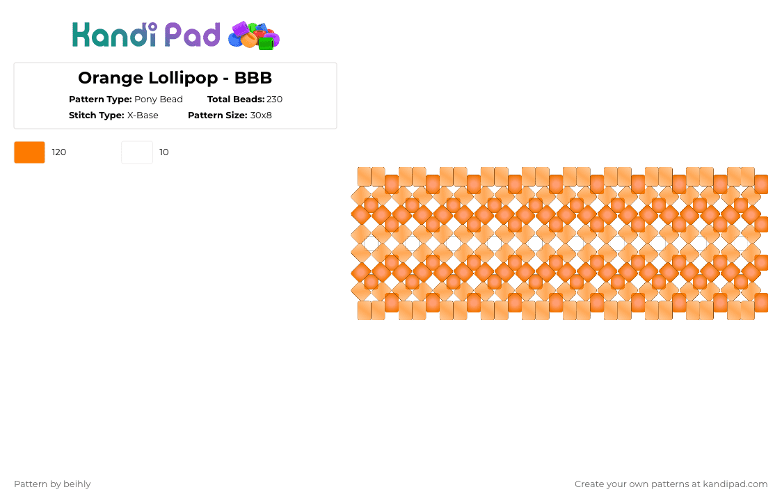 Orange Lollipop - BBB - Pony Bead Pattern by beihly on Kandi Pad - orange