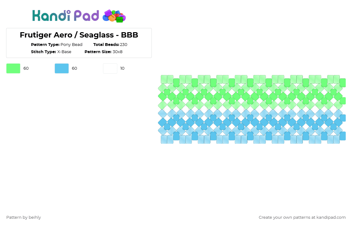 Frutiger Aero / Seaglass - BBB - Pony Bead Pattern by beihly on Kandi Pad - teal,light blue