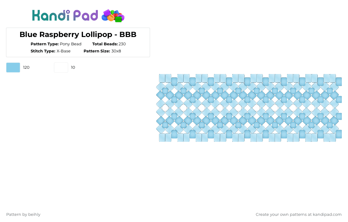 Blue Raspberry Lollipop - BBB - Pony Bead Pattern by beihly on Kandi Pad - light blue