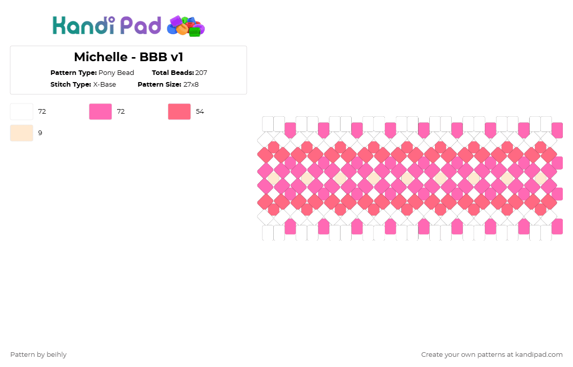 Michelle - BBB v1 - Pony Bead Pattern by beihly on Kandi Pad - pink,red