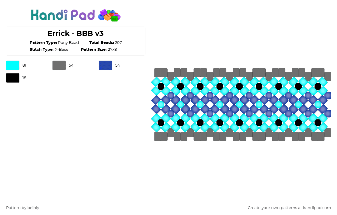 Errick - BBB v3 - Pony Bead Pattern by beihly on Kandi Pad - light blue