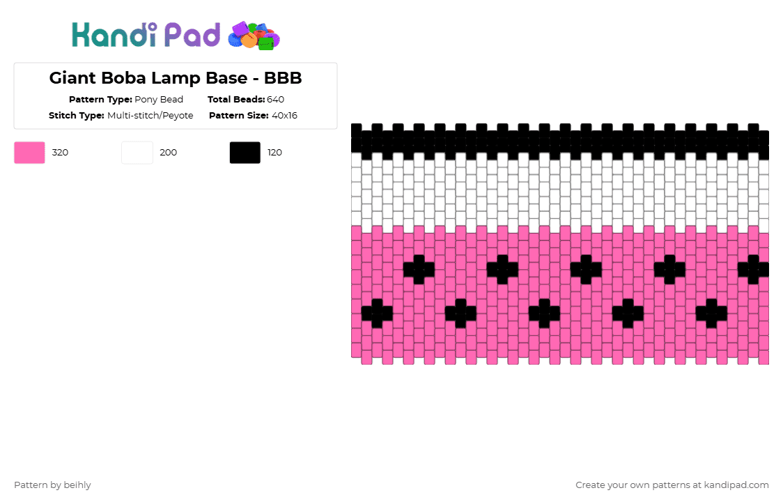 Giant Boba Lamp Base - BBB - Pony Bead Pattern by beihly on Kandi Pad - pink,white