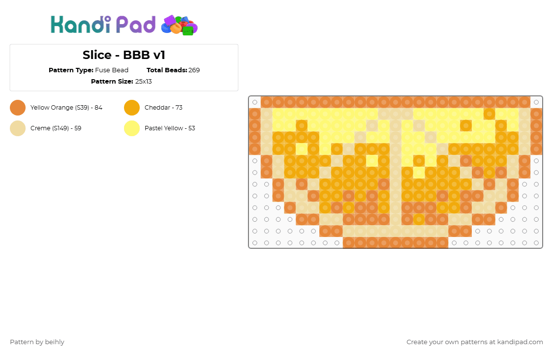 Slice - BBB v1 - Fuse Bead Pattern by beihly on Kandi Pad - orange