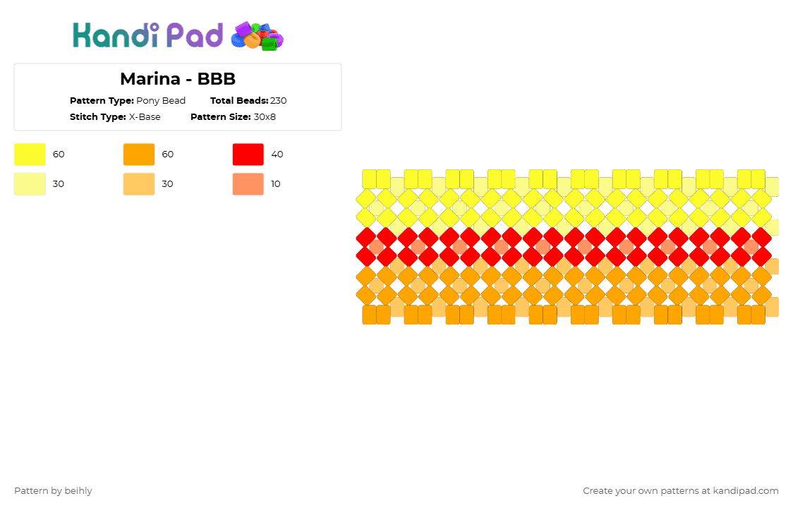 Marina - BBB - Pony Bead Pattern by beihly on Kandi Pad - yellow