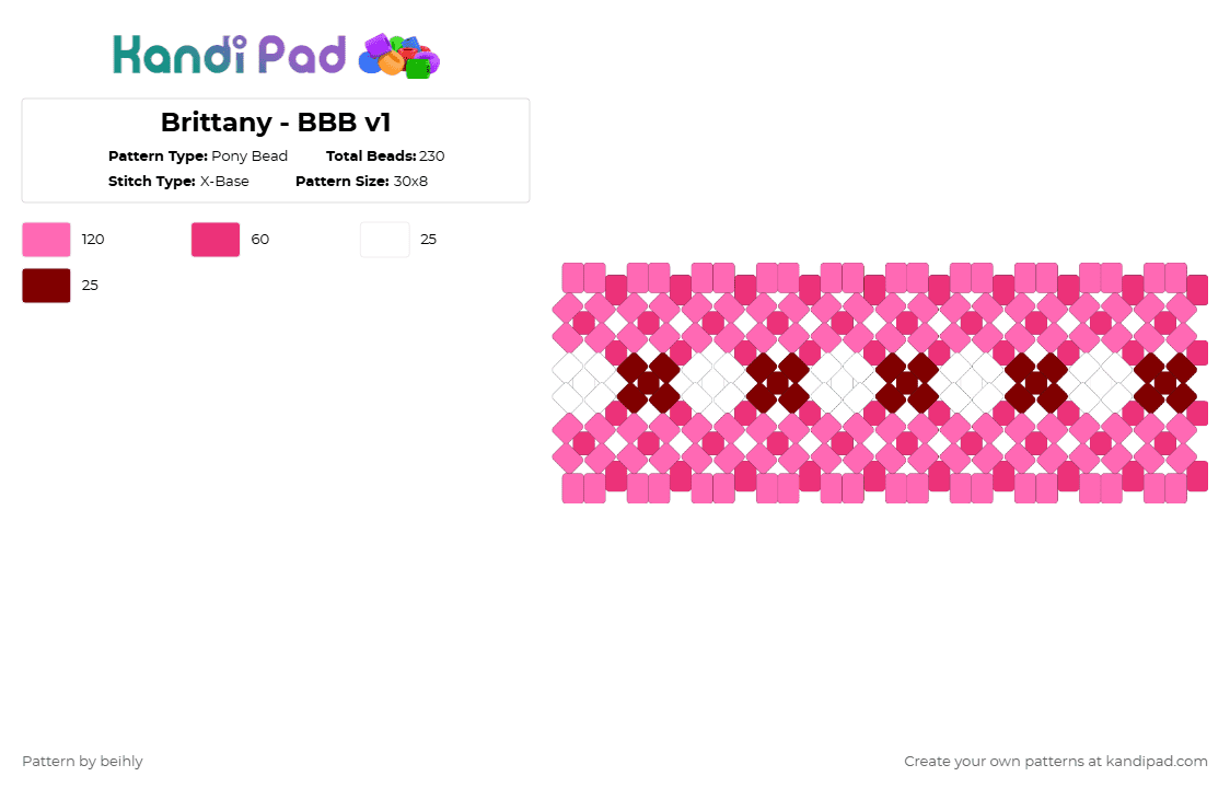 Brittany - BBB v1 - Pony Bead Pattern by beihly on Kandi Pad - pink