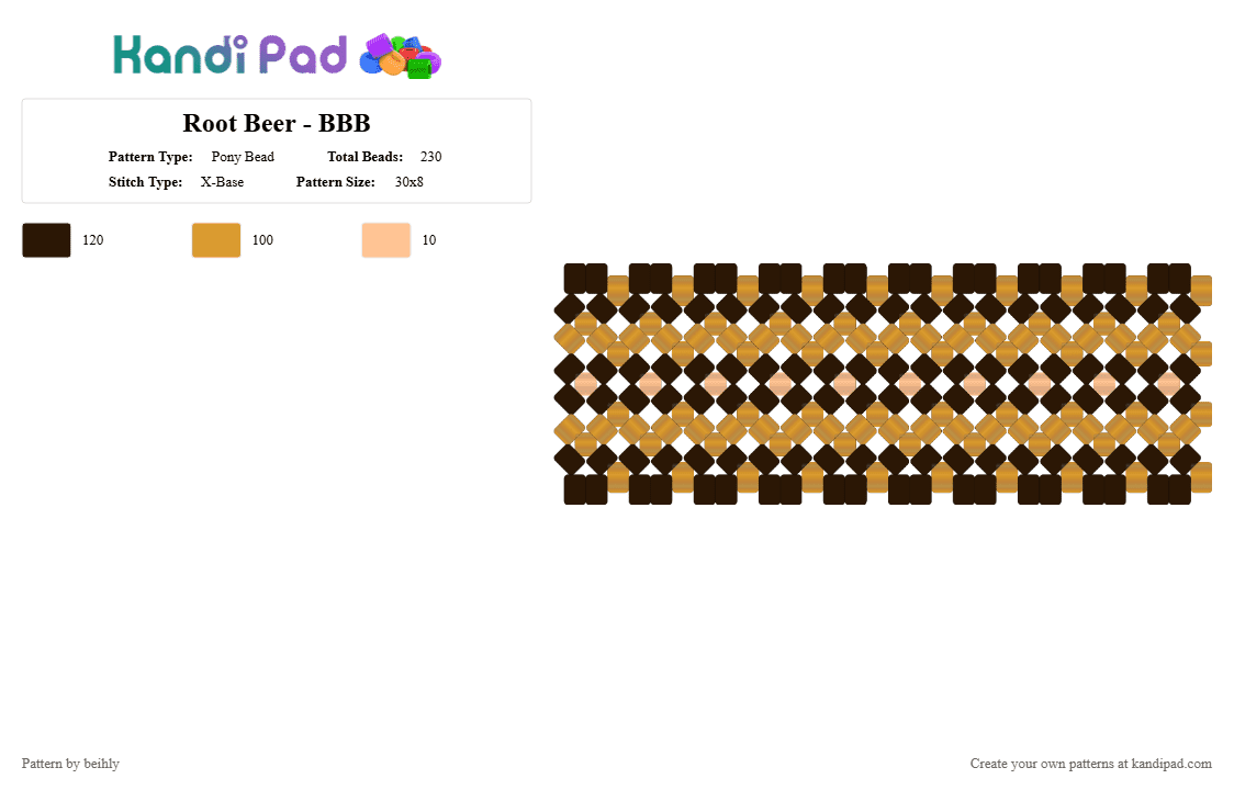 Root Beer Lollipop - BBB - Pony Bead Pattern by beihly on Kandi Pad - brown,orange