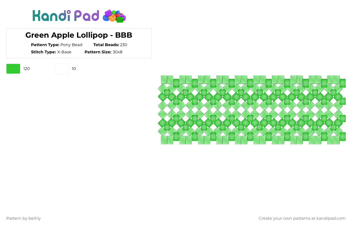 Green Apple Lollipop - BBB - Pony Bead Pattern by beihly on Kandi Pad - green