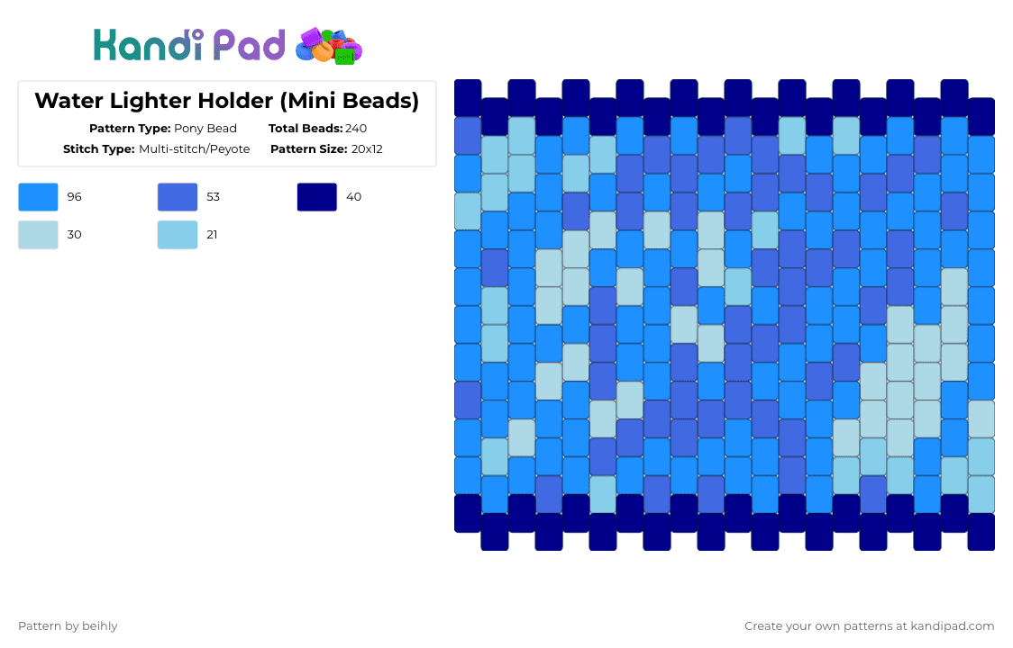 Water Lighter Holder (Mini Beads) - Pony Bead Pattern by beihly on Kandi Pad - light blue