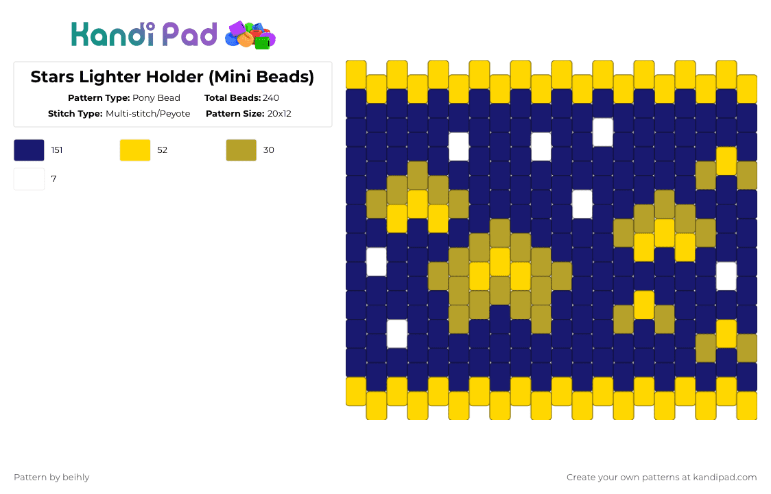Stars Lighter Holder (Mini Beads) - Pony Bead Pattern by beihly on Kandi Pad - purple