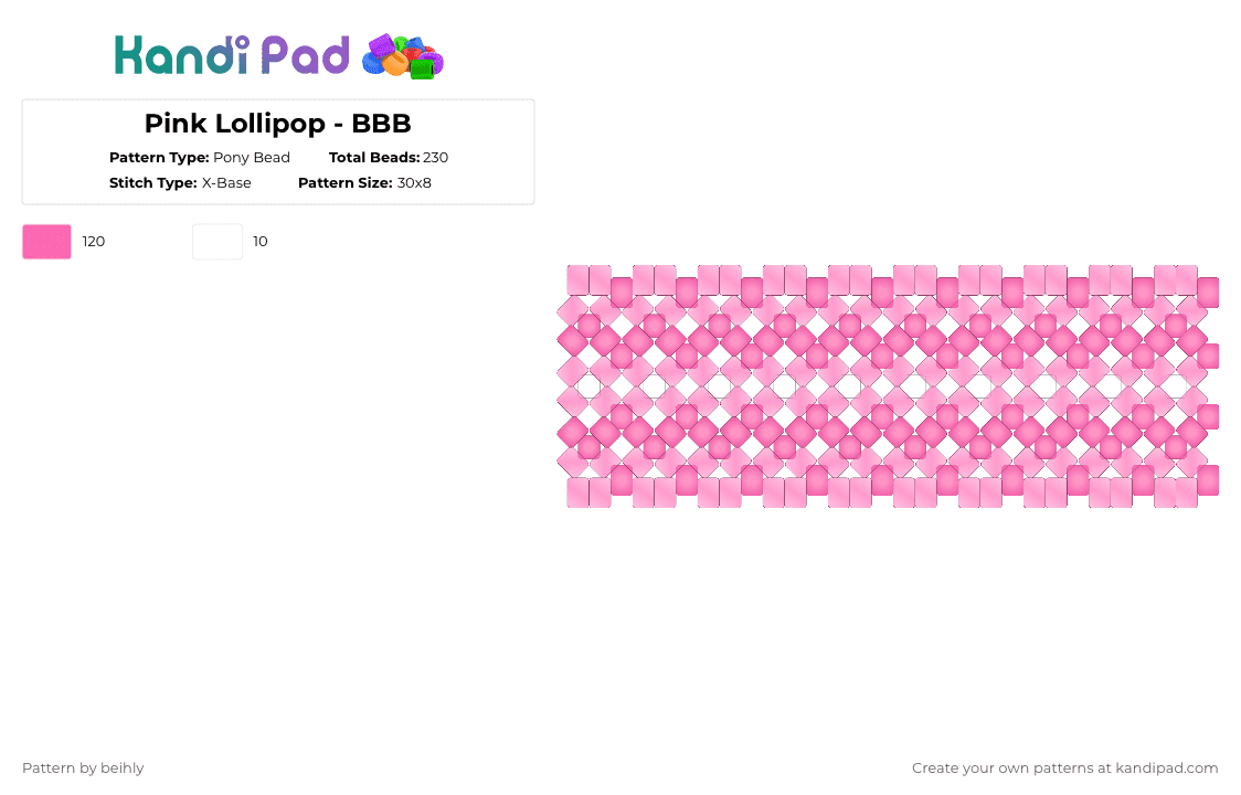 Pink Lollipop - BBB - Pony Bead Pattern by beihly on Kandi Pad - pink