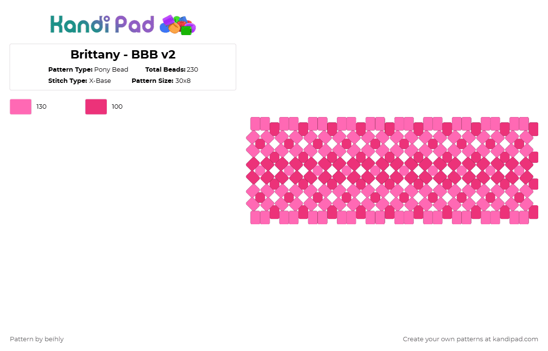 Brittany - BBB v2 - Pony Bead Pattern by beihly on Kandi Pad - pink