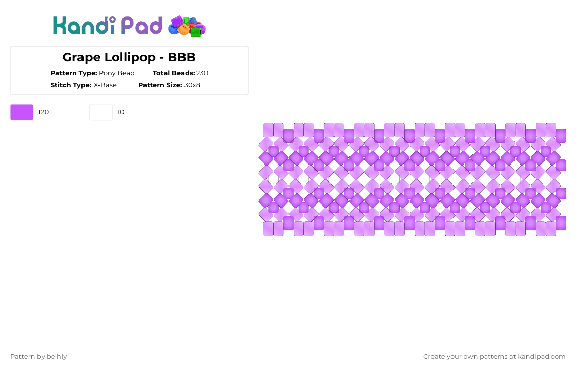 Grape Lollipop - BBB - Pony Bead Pattern by beihly on Kandi Pad - purple