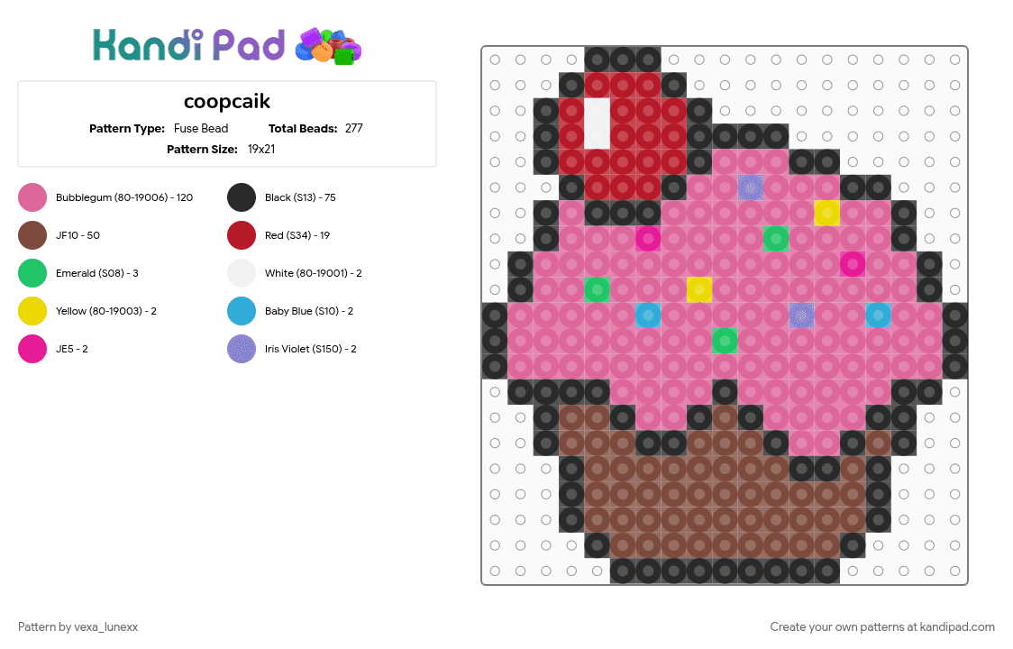 coopcaik - Fuse Bead Pattern by vexa_lunexx on Kandi Pad - brown, cupcake, food, perler, pink