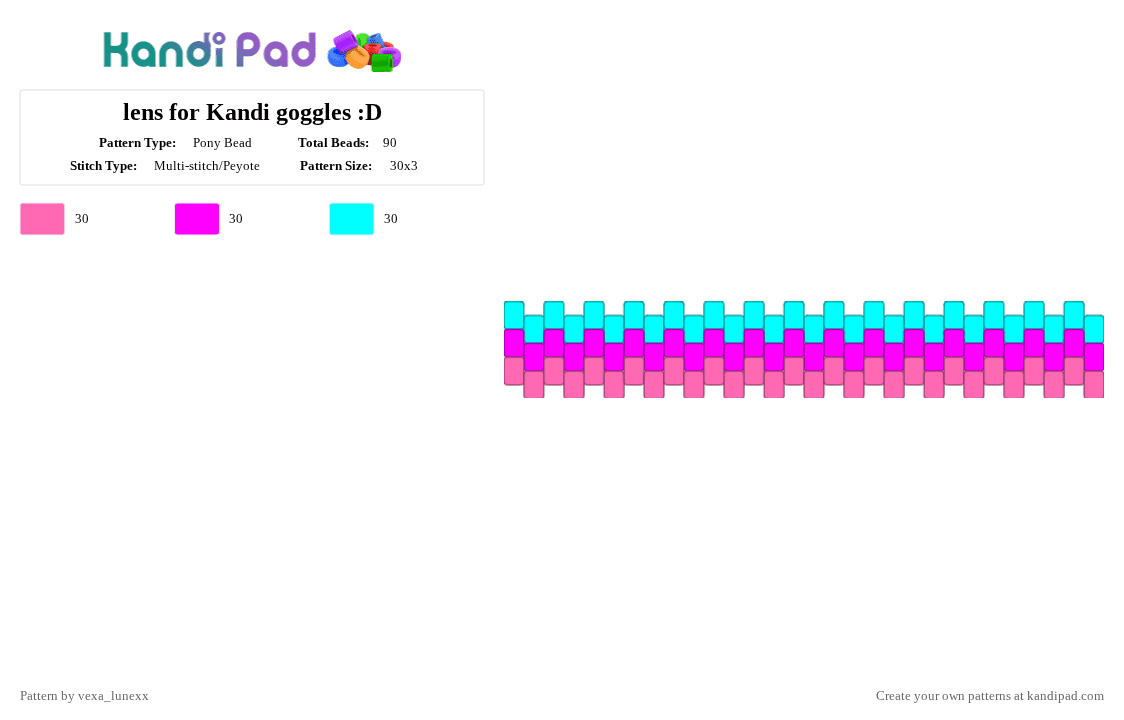 lens for Kandi goggles :D - Pony Bead Pattern by vexa_lunexx on Kandi Pad - pink,light blue,goggles,blue
