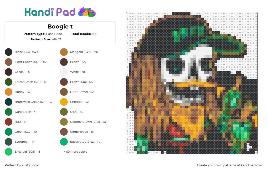 Boogie t - Fuse Bead Pattern by kushginger on Kandi Pad - boogie t,skeleton,dj,edm,music,electronic,artist,performance