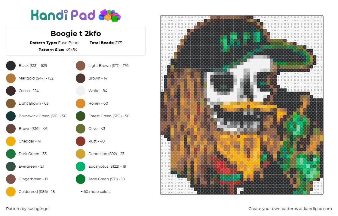 Boogie t 2kfo - Fuse Bead Pattern by kushginger on Kandi Pad - boogie t,skeleton,dj,edm,music,electronic,artist,performance