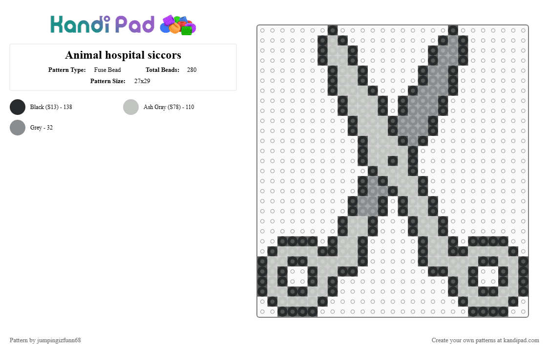 Animal hospital siccors - Fuse Bead Pattern by jumpingizfunn68 on Kandi Pad - beige
