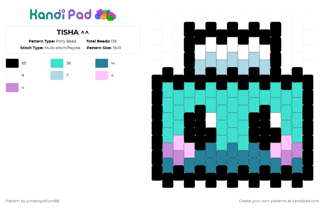 TISHA ^^ - Pony Bead Pattern by jumpingizfunn68 on Kandi Pad - light blue