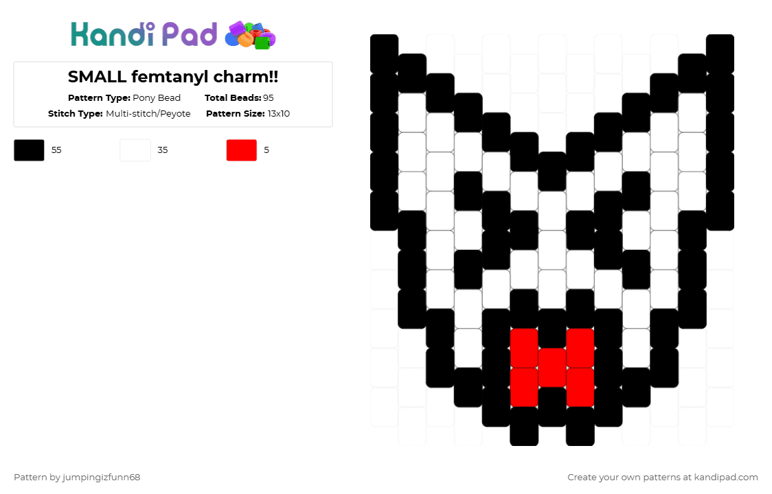 SMALL femtanyl charm!! - Pony Bead Pattern by jumpingizfunn68 on Kandi Pad - white