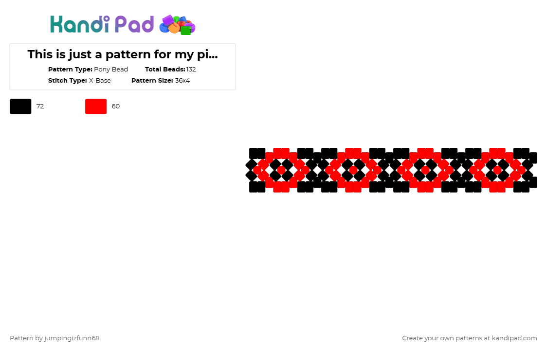 This is just a pattern for my pine point based rotator - Pony Bead Pattern by jumpingizfunn68 on Kandi Pad - black, red