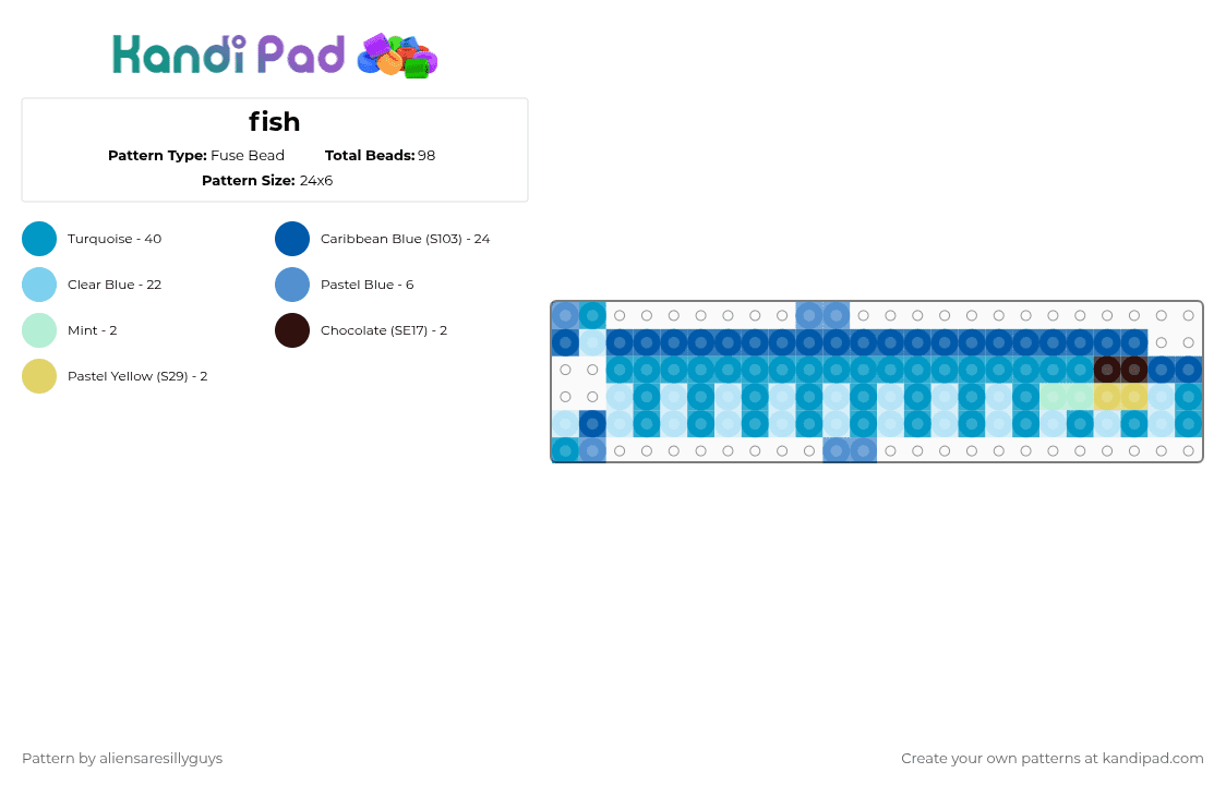 fish - Fuse Bead Pattern by aliensaresillyguys on Kandi Pad - blue, light blue