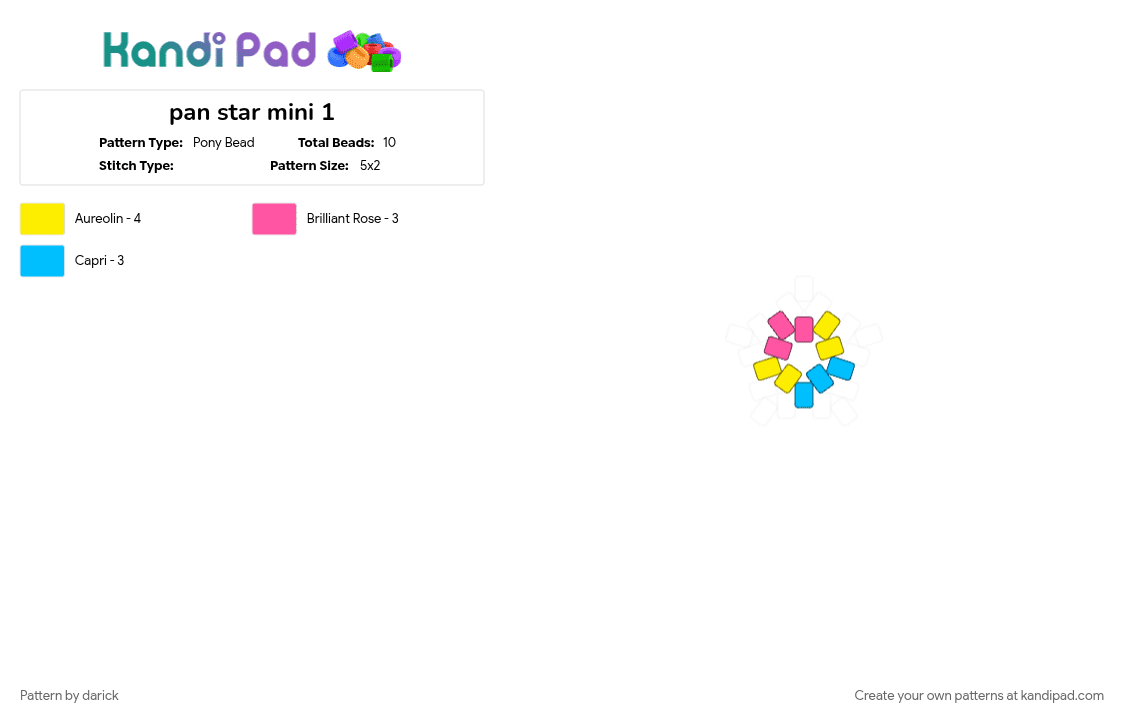 pan star mini 1 - Pony Bead Pattern by darick on Kandi Pad - yellow