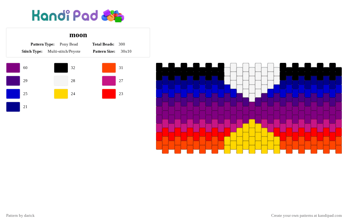 moon - Pony Bead Pattern by darick on Kandi Pad - purple,pink,cotdmoonlight