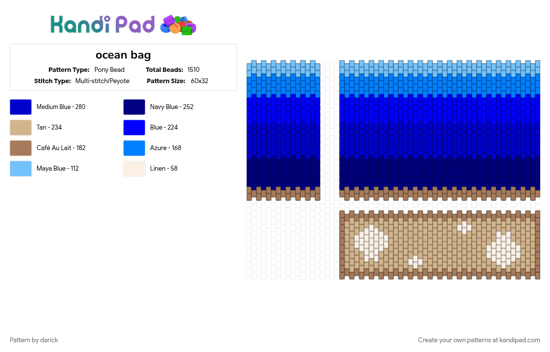 ocean bag - Pony Bead Pattern by darick on Kandi Pad - purple