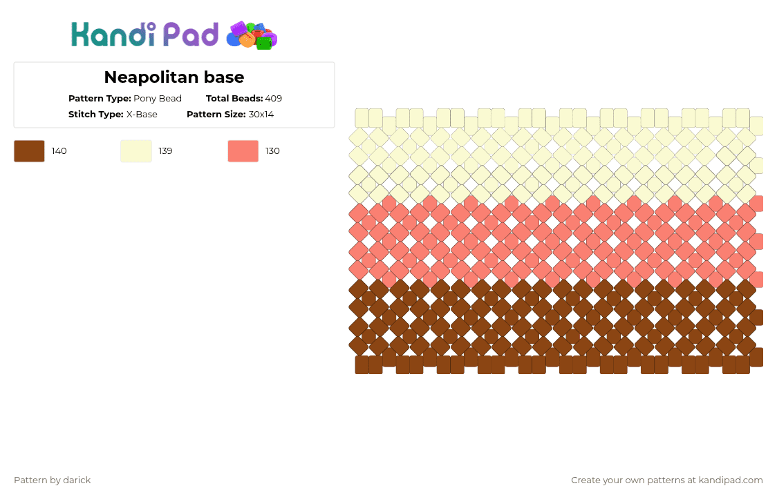 Neapolitan base - Pony Bead Pattern by darick on Kandi Pad - orange,red