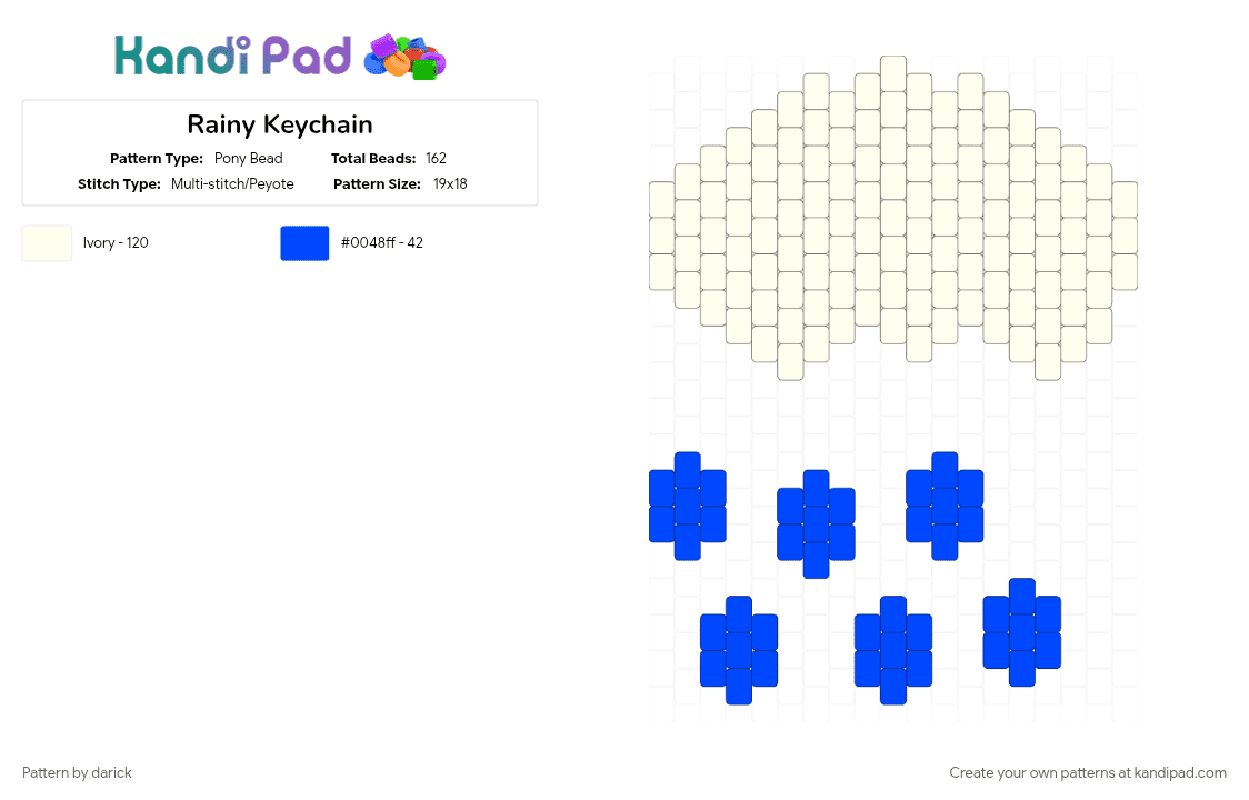 Rainy Keychain - Pony Bead Pattern by darick on Kandi Pad - white