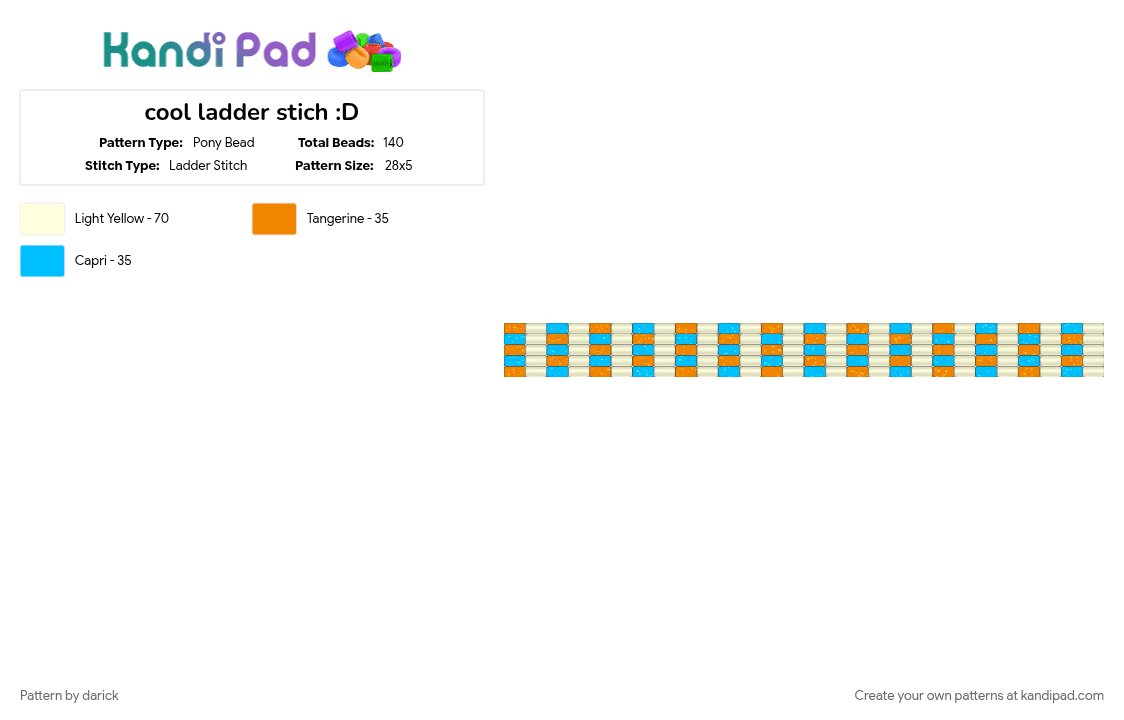 cool ladder stich :D - Pony Bead Pattern by darick on Kandi Pad - light blue, orange
