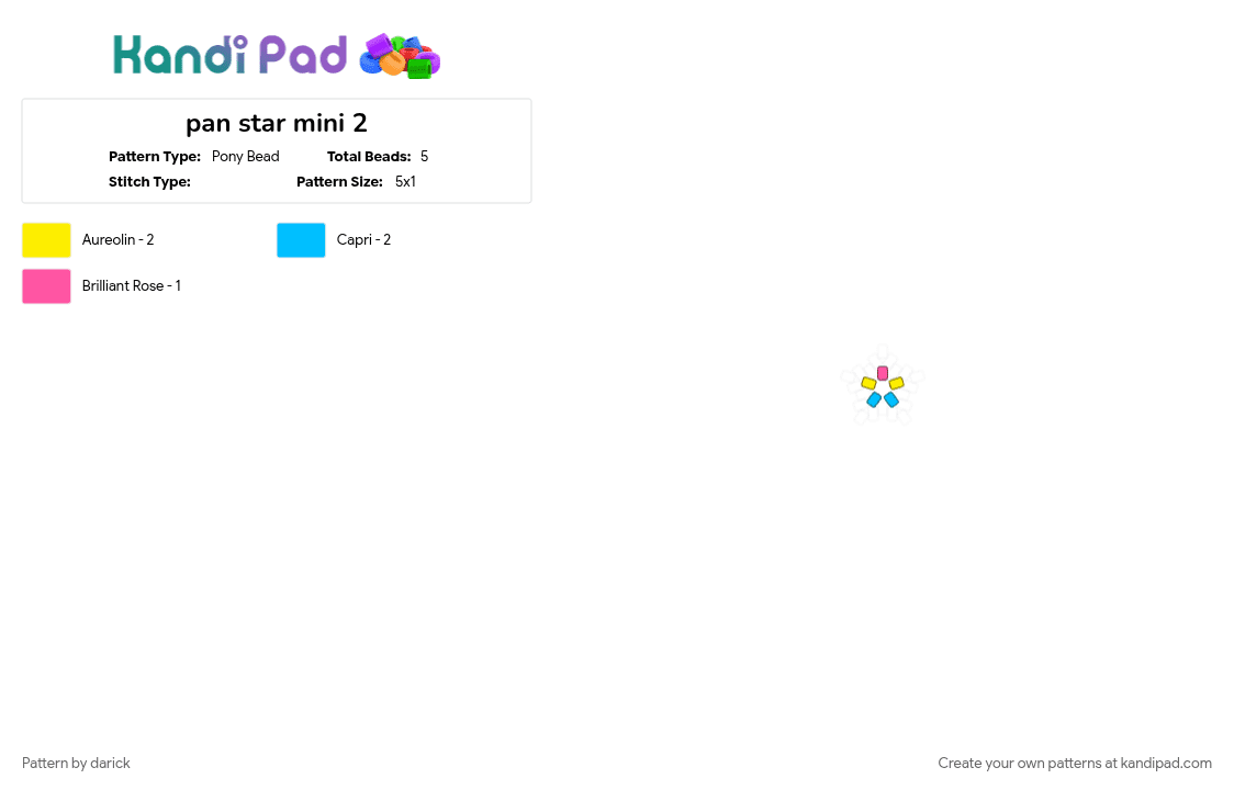 pan star mini 2 - Pony Bead Pattern by darick on Kandi Pad - light blue, yellow