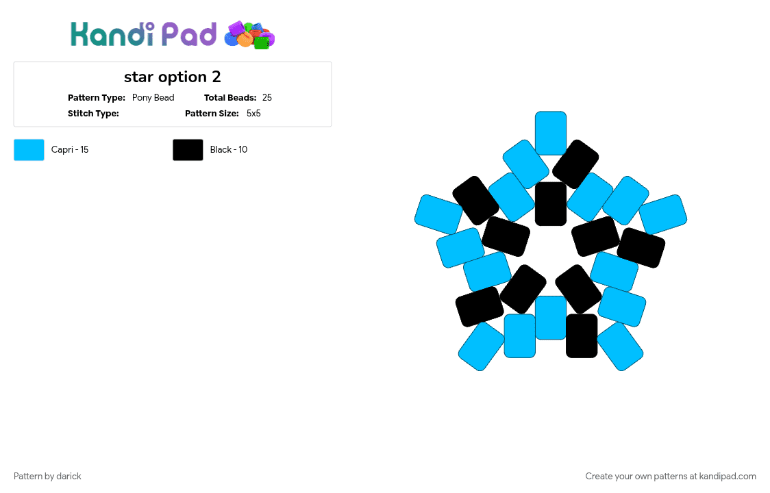 star option 2 - Pony Bead Pattern by darick on Kandi Pad - black, light blue
