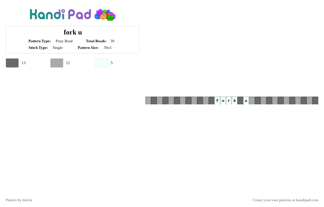 fork u - Pony Bead Pattern by darick on Kandi Pad - beige, cotdutensils, gray
