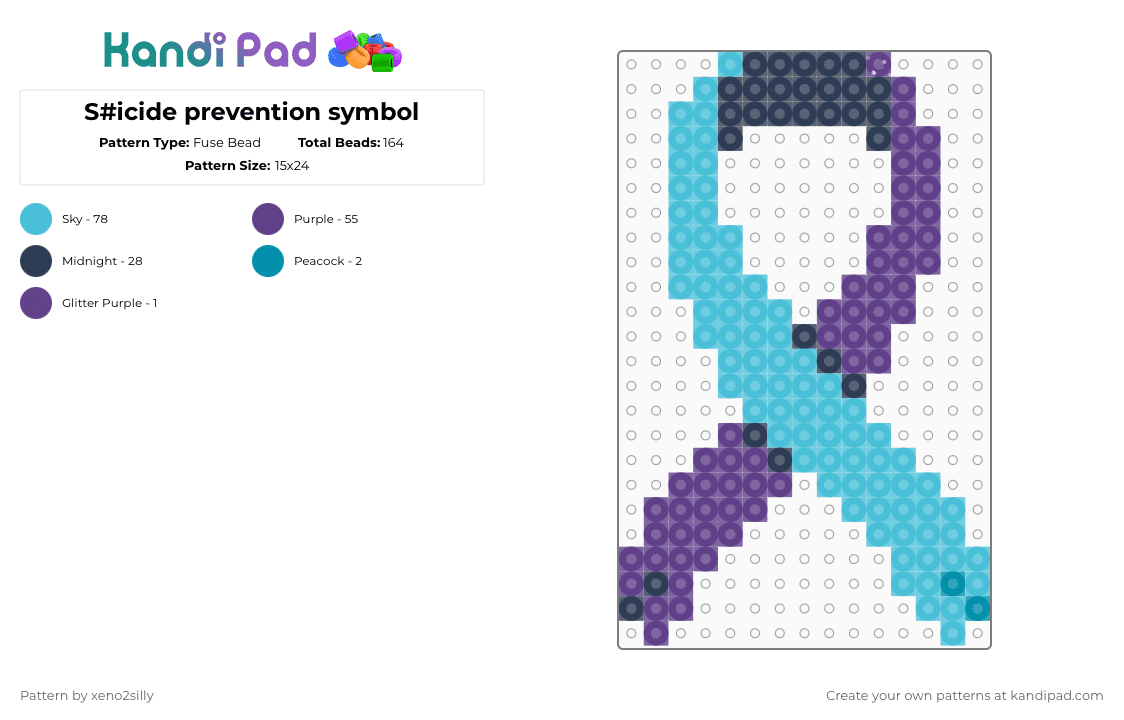 S#icide prevention symbol - Fuse Bead Pattern by xeno2silly on Kandi Pad - light blue, purple, suicide, suicide prevention, symbol