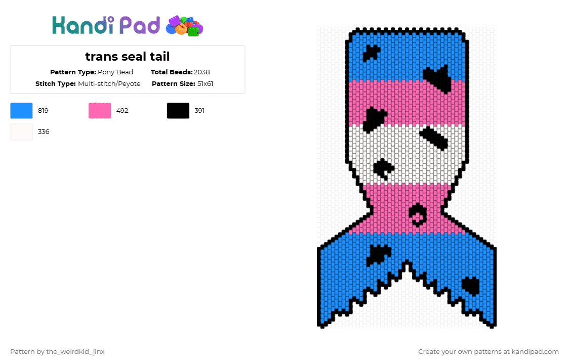 trans seal tail - Pony Bead Pattern by the_weirdkid_jinx on Kandi Pad - light blue,pink