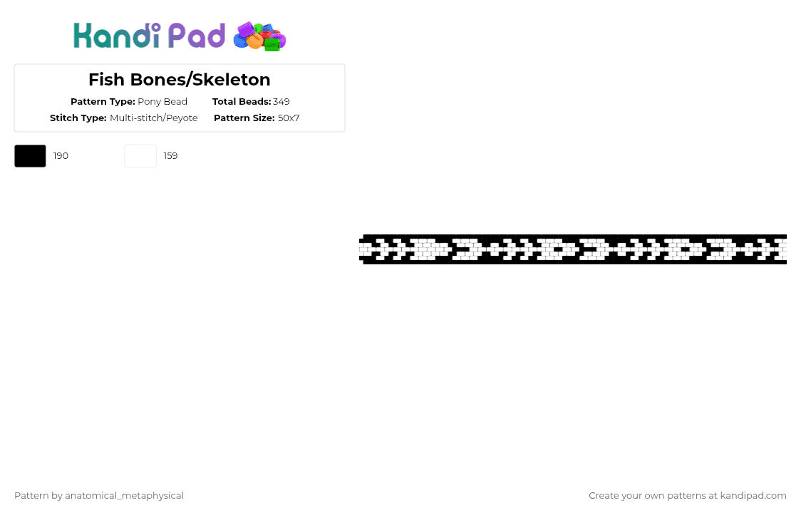 Fish Bones/Skeleton - Pony Bead Pattern by anatomical_metaphysical on Kandi Pad - black,white