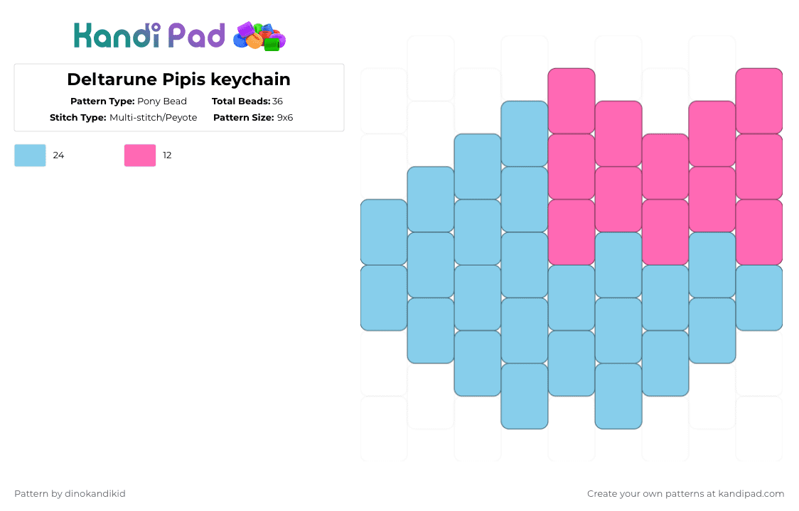 Deltarune Pipis keychain - Pony Bead Pattern by dinokandikid on Kandi Pad - light blue, pink