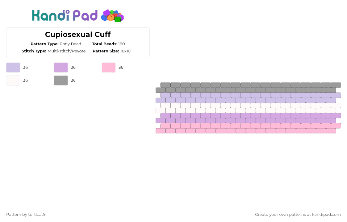 Cupiosexual Cuff - Pony Bead Pattern by turtlcat9 on Kandi Pad - pink,cupiosexual,cupio,pride,cuff,horizontal