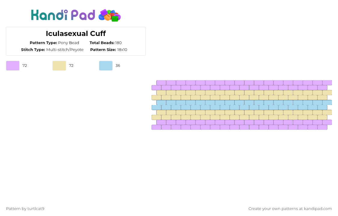 Iculasexual Cuff - Pony Bead Pattern by turtlcat9 on Kandi Pad - pink,beige,iculasexual,icula,pride,cuff,horizontal