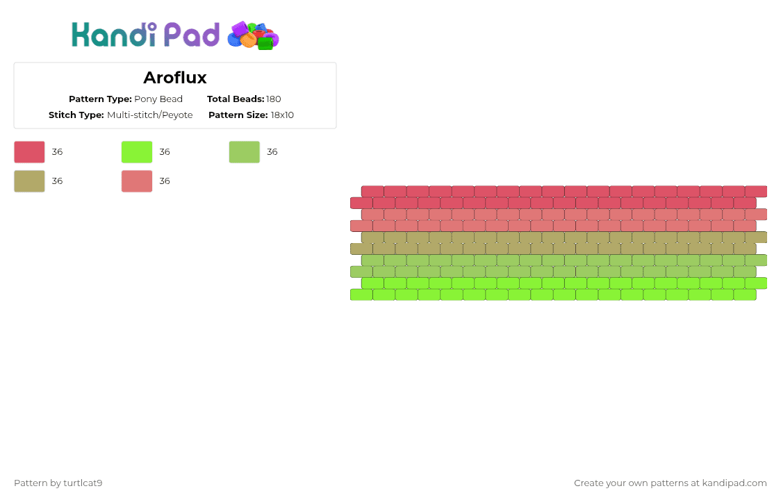 Aroflux Cuff - Pony Bead Pattern by turtlcat9 on Kandi Pad - red,green,aroflux,aro,pride,cuff,horizontal